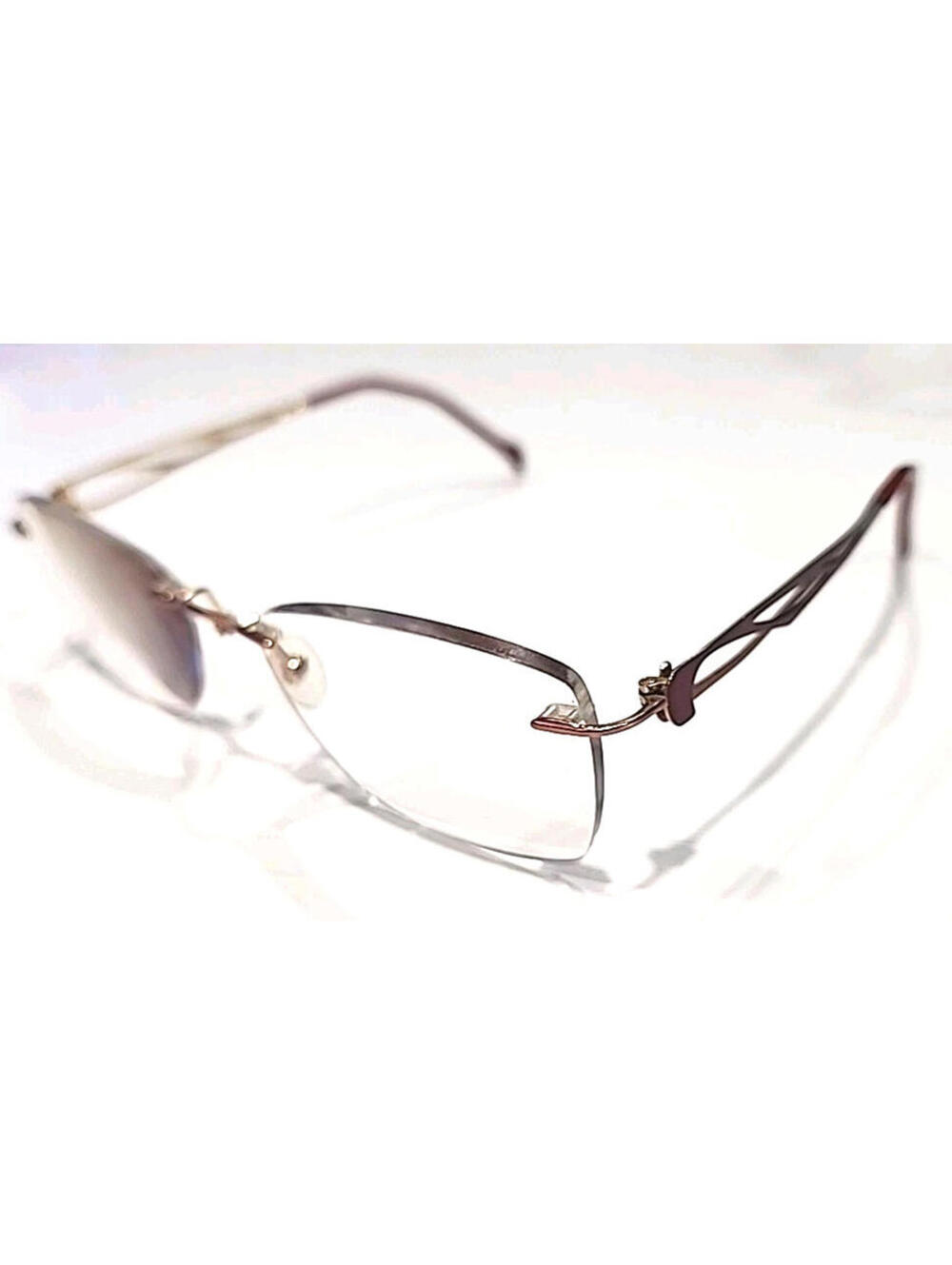 Stepper SI95219 F023 No Nose Pad Pink Red Rimless Rectangle Eyeglasses 53-16 135